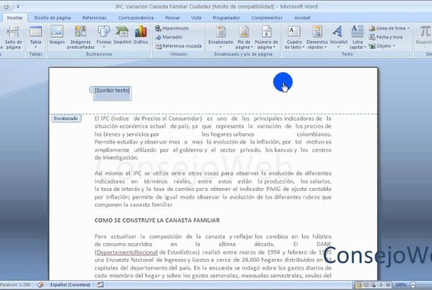 ALT: Documento en Word con formato aplicado y encabezado visible